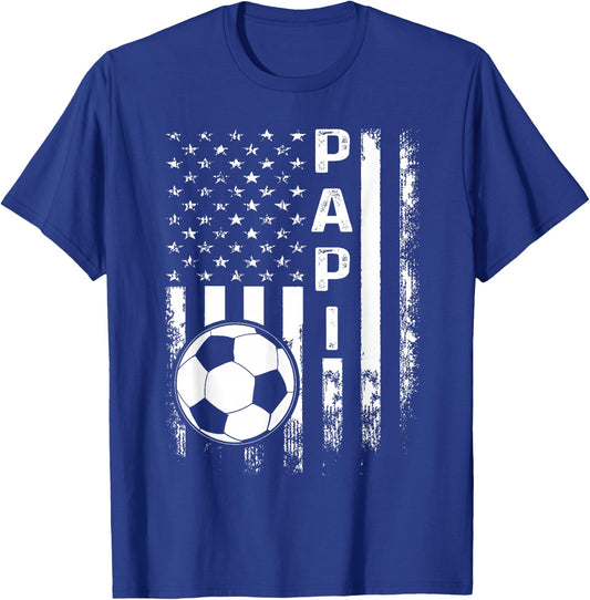 Soccer Papi American Flag Vintage Christmas Xmas T-Shirt - T-Shirt | Royal