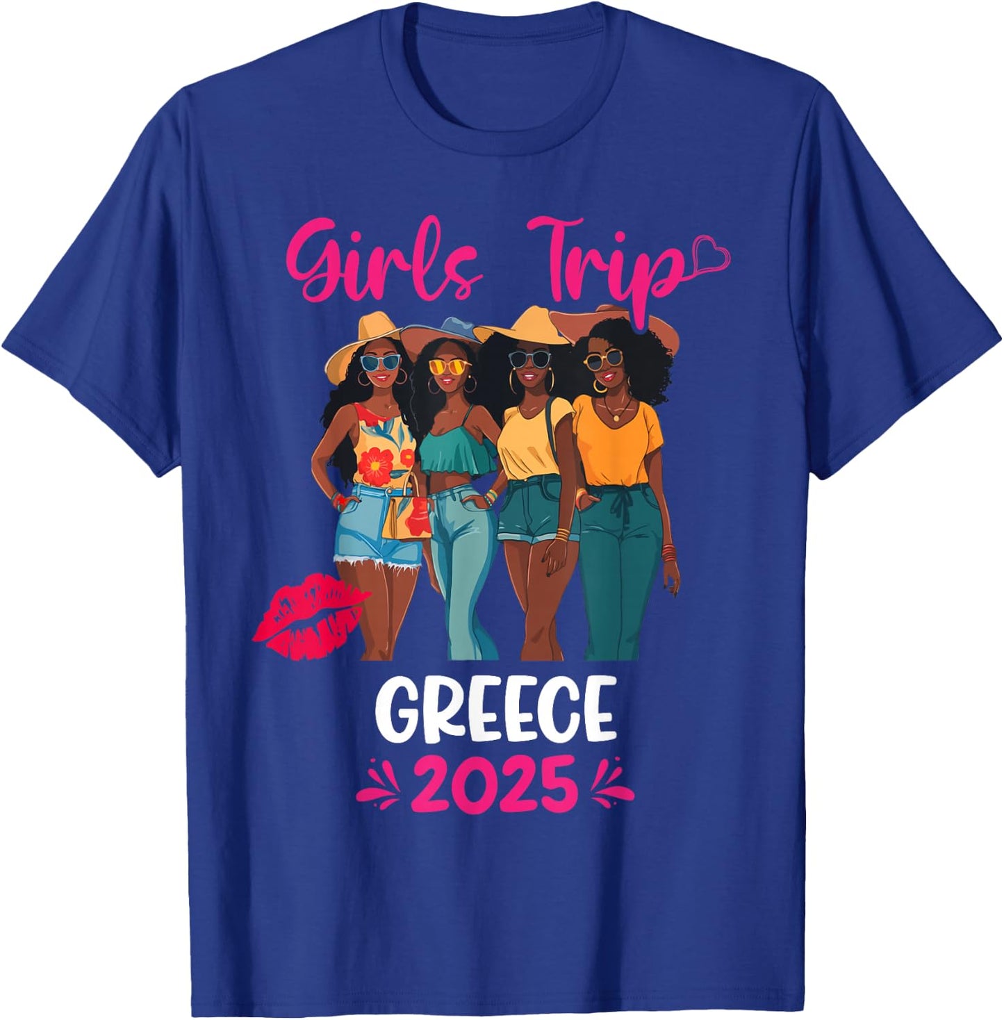 Black Girls Trip Greece 2025 Vacation Matching T-Shirt - T-Shirt | Royal