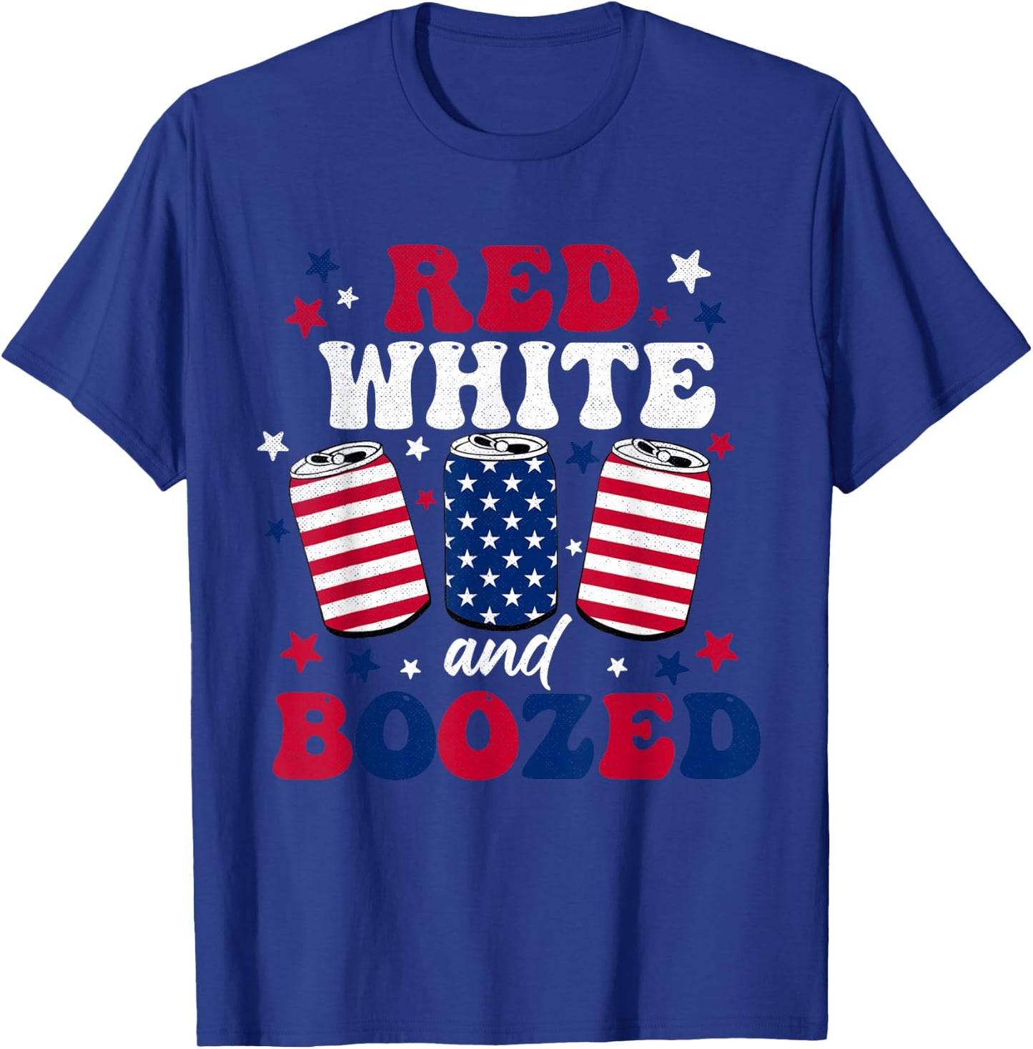 Red White & Boozed July 4th America Flag Patriot USA T-Shirt - T-Shirt | Royal