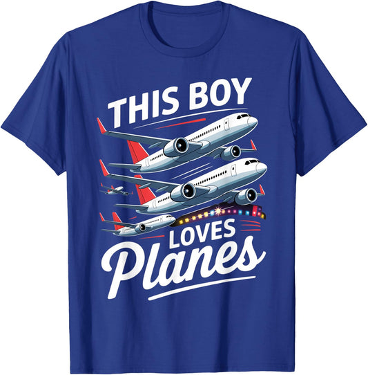 Plane Airplane Pilot Kids Boys Toddler Model Plane Lover T-Shirt - T-Shirt | Royal