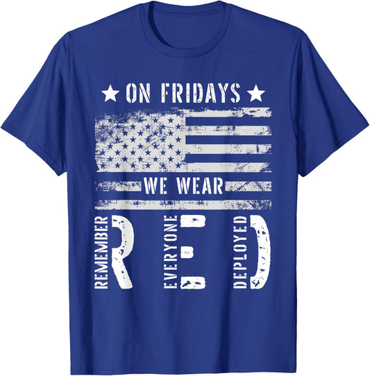 On Friday We Wear Red American Flag Military Supportive T-Shirt - T-Shirt | Royal