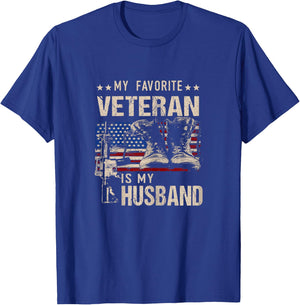 Veterans Wives Shirts My Favorite Veteran is My Husband T-Shirt - T-Shirt | Royal
