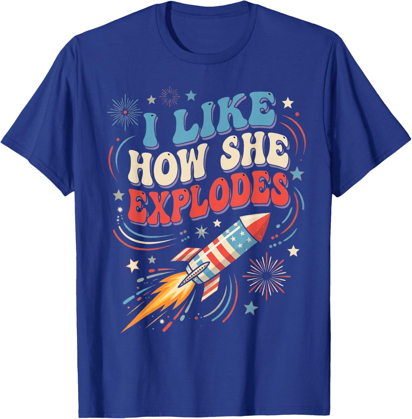 4th of July I Like How She Explodes Funny Couple Match Men T-Shirt - T-Shirt | Royal