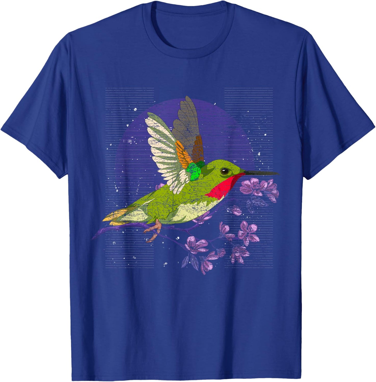 Floral Animal Bird Beautiful Flowers Vintage Hummingbird T-Shirt - T-Shirt | Royal