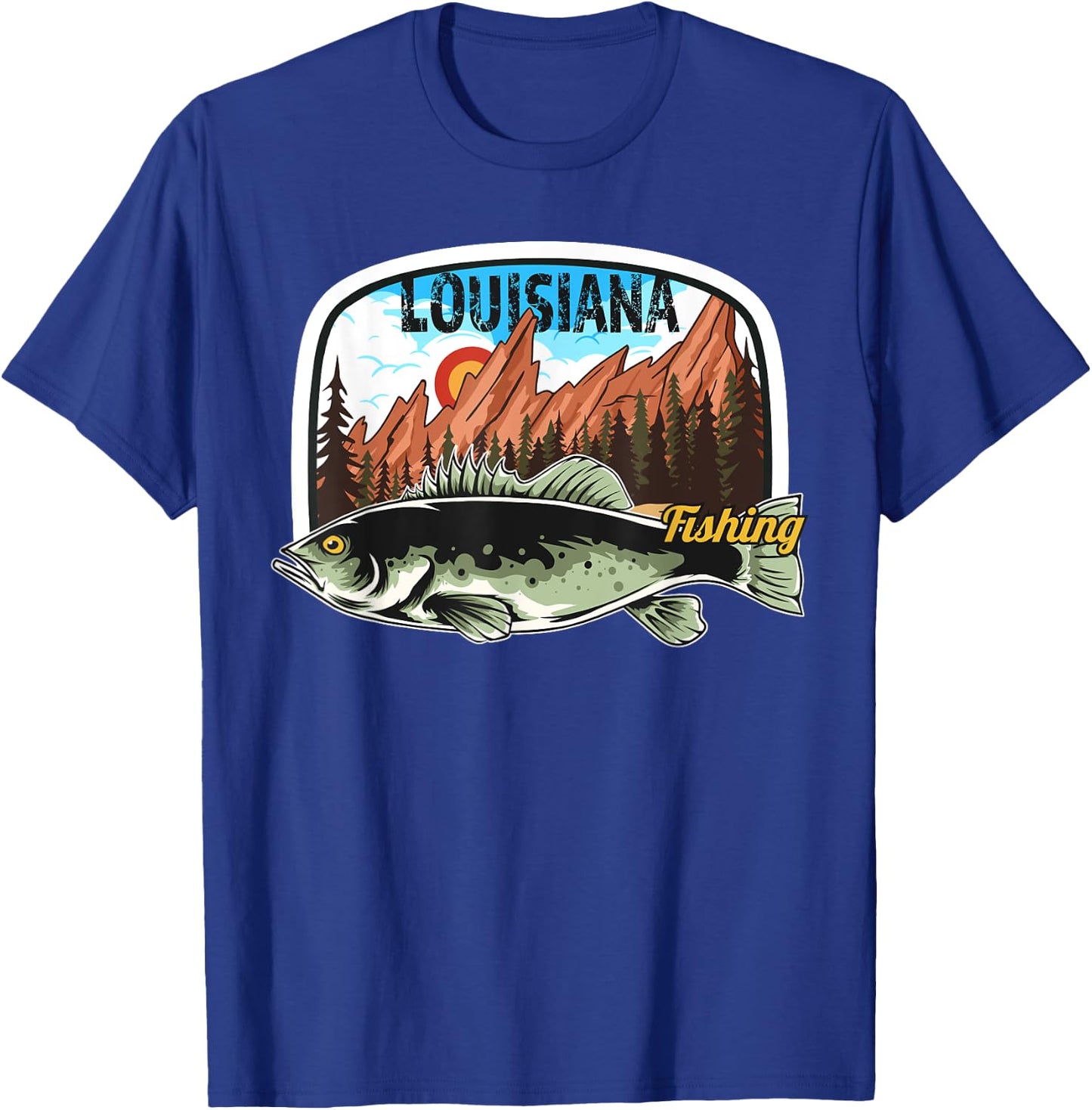 Fishing in Louisiana - Retro Nature Louisiana Fishing T-Shirt - T-Shirt | Royal