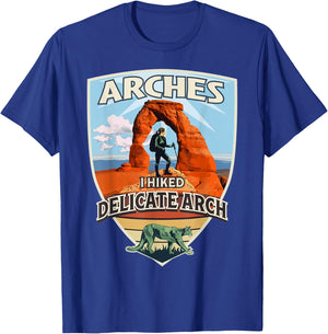 I Hiked Delicate Arch Arches National Park Hiker with Cougar T-Shirt - T-Shirt | Royal