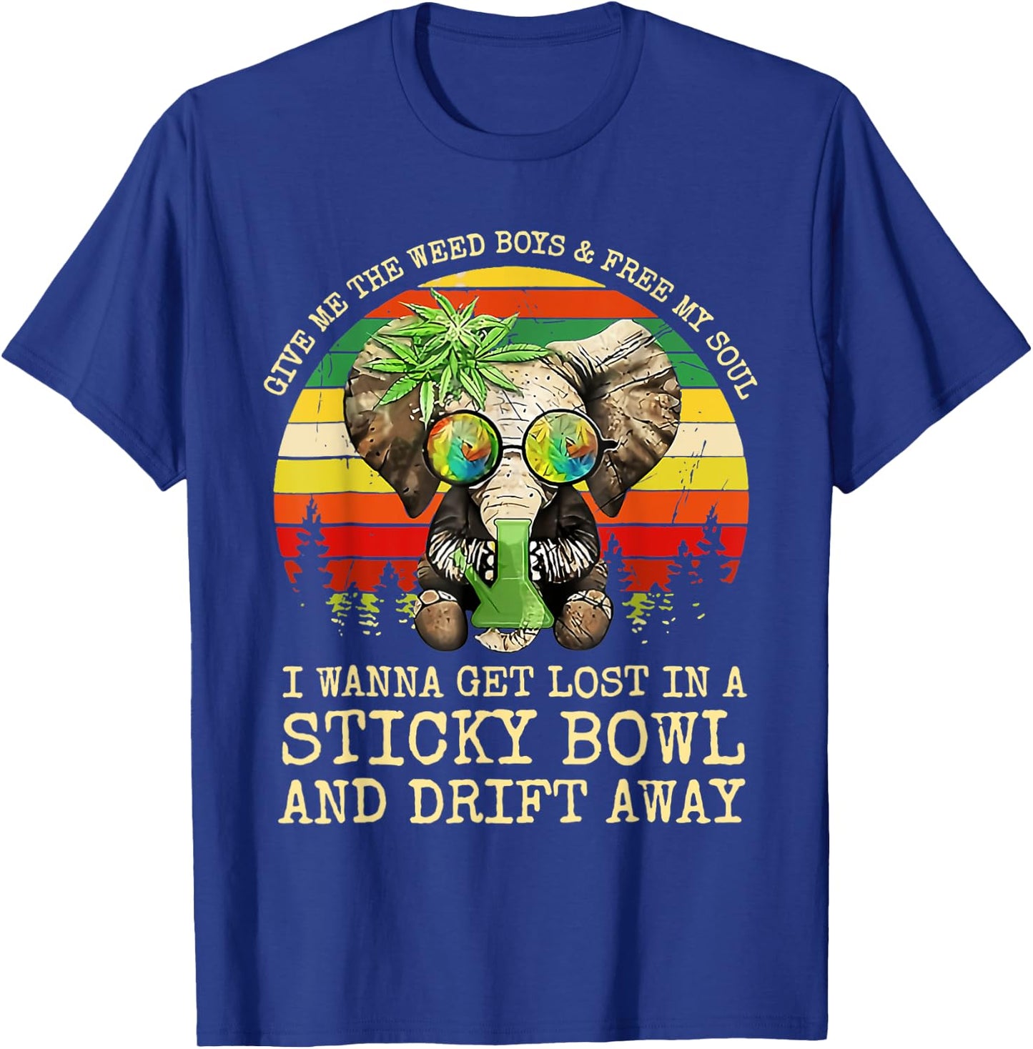 Cool Elephant Smoking Weed Bong Marijuana Cannabis Stoner T-Shirt - T-Shirt | Royal