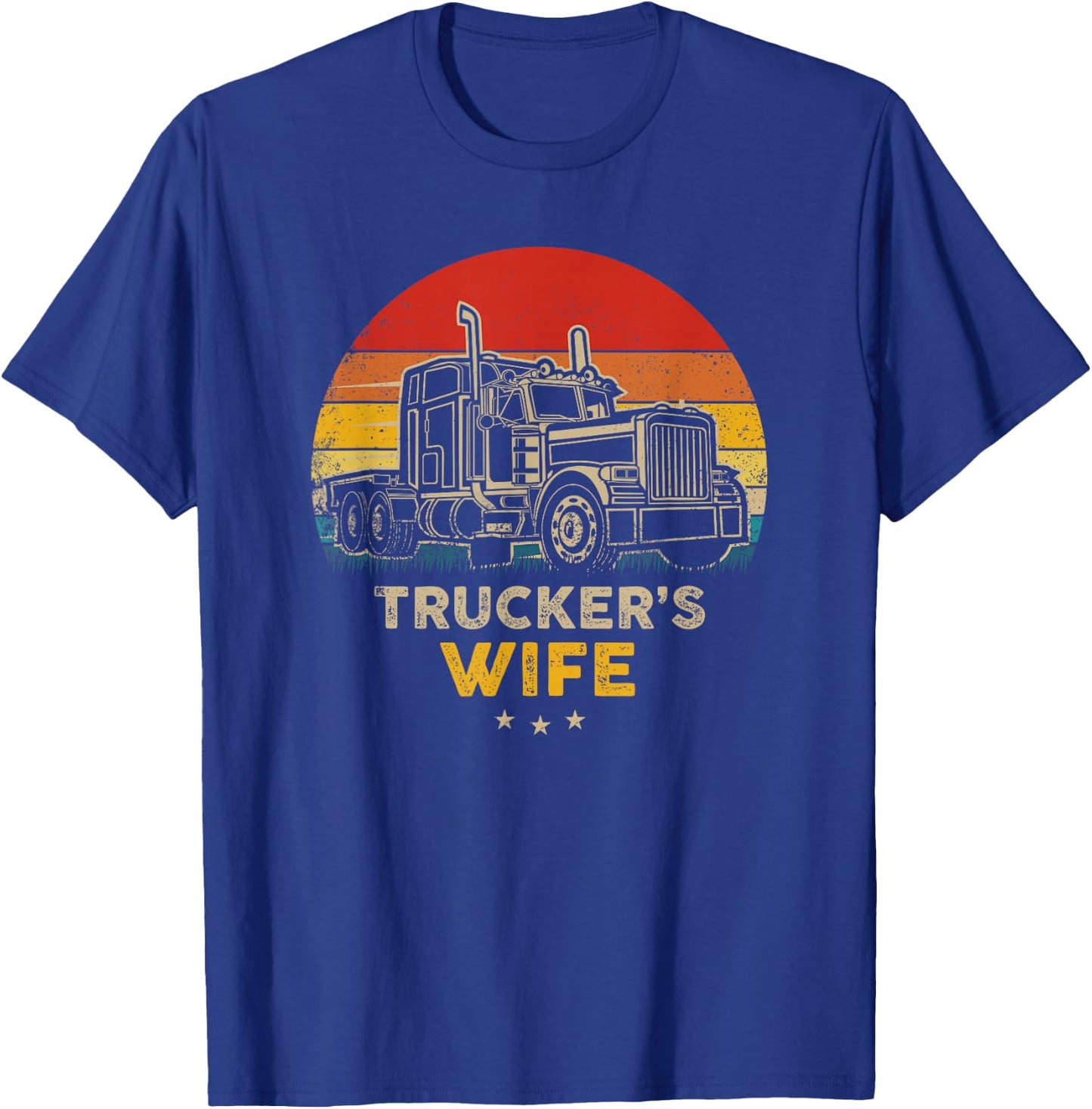 Trucker's Wife - Vintage Trucker Retro Style T-Shirt - T-Shirt | Royal