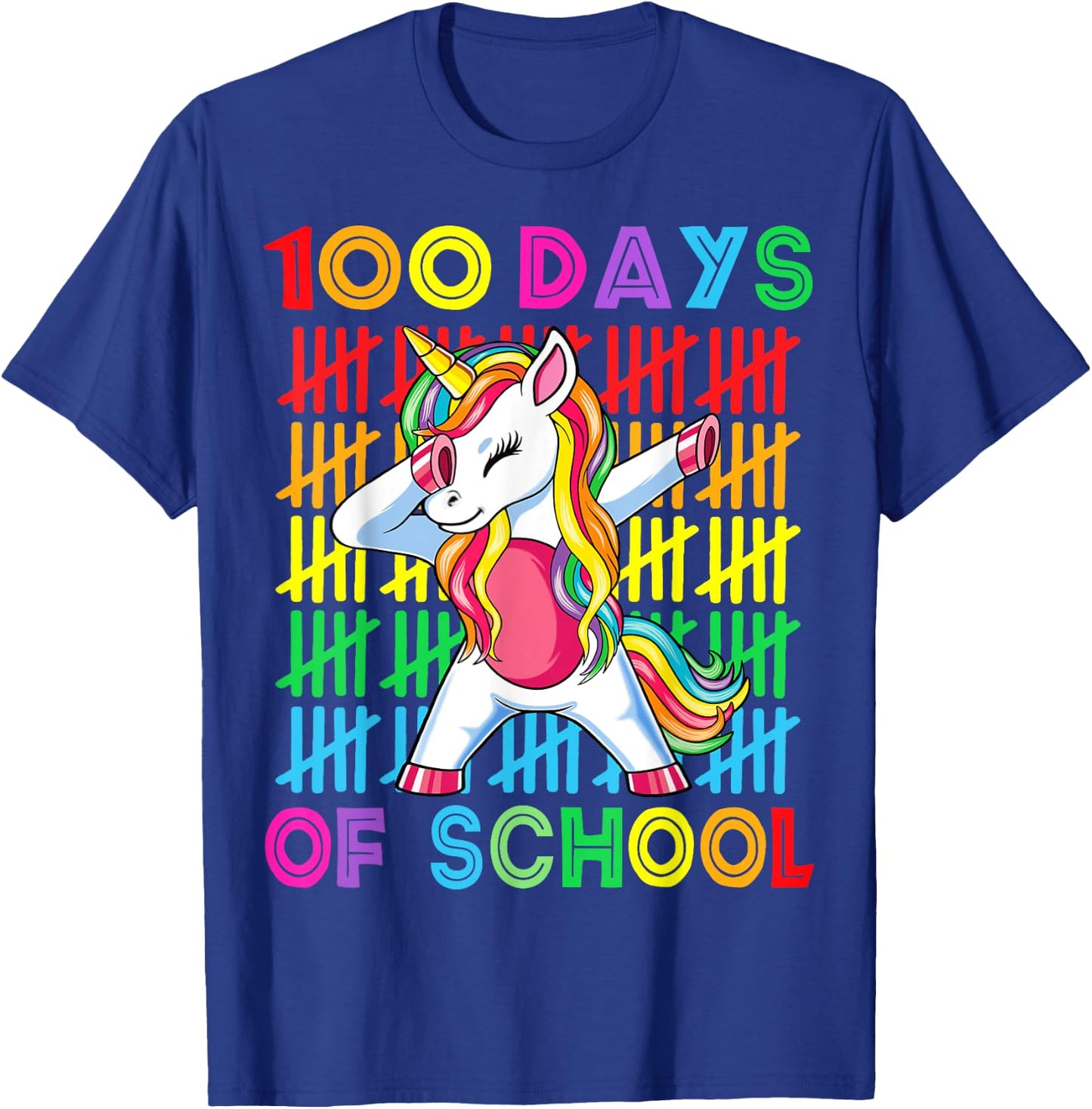 100 Days of School Unicorn Girls Teacher 100th Day of School T-Shirt - T-Shirt | Royal