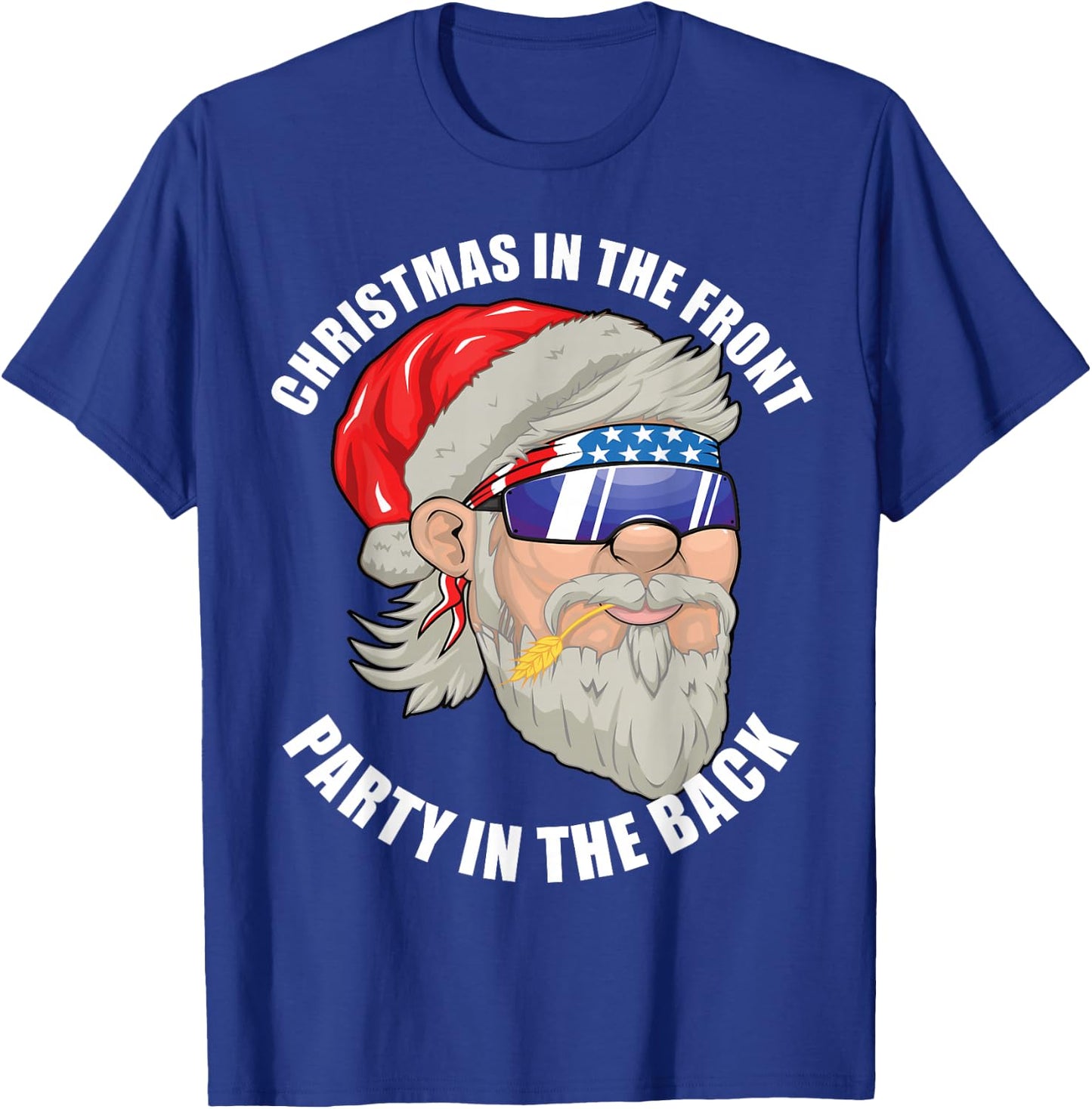 Christmas in the Front Party in the Back US Mullet Santa T-Shirt - T-Shirt | Royal