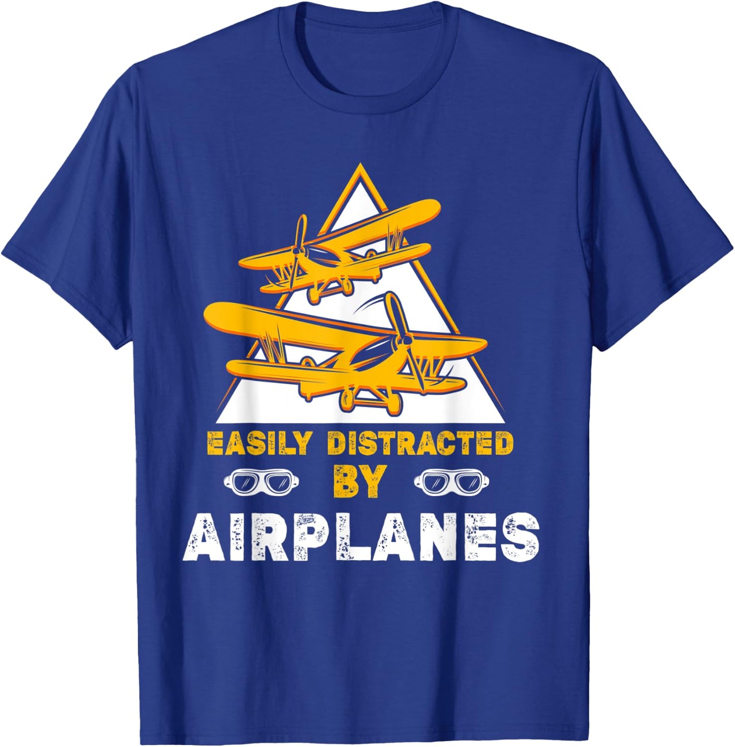 Easily Distracted By Airplanes Funny Airport Plane Lover T-Shirt - T-Shirt | Royal