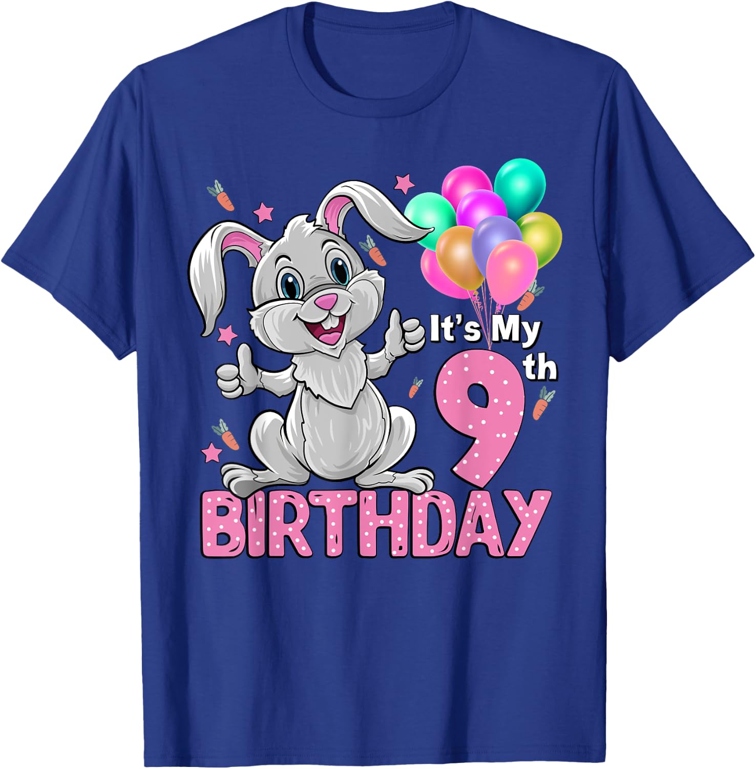 It's My 9th Birthday Rabbit 9th Birthday 9 Years Old Girl T-Shirt - T-Shirt | Royal