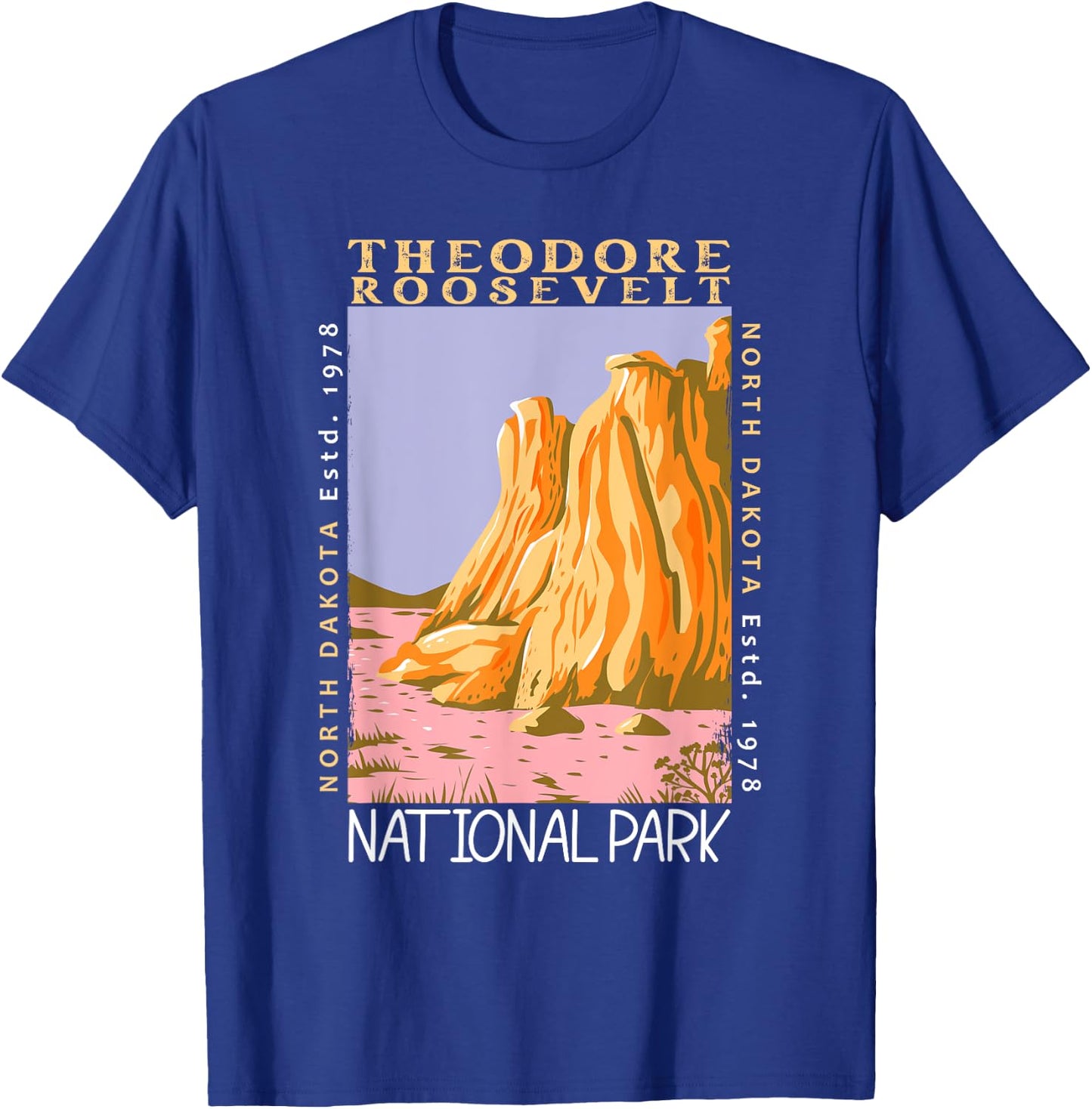 Theodore Roosevelt National Park Distressed Vintage T-Shirt - T-Shirt | Royal