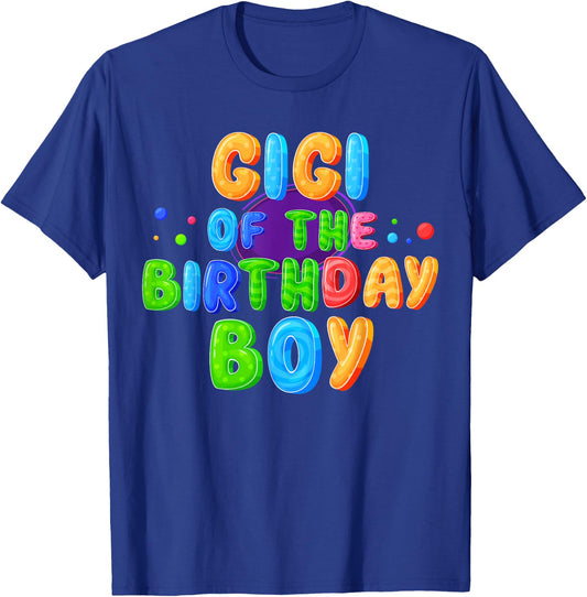 Gigi of The Birthday Boy Color Balloon Matching Family Party T-Shirt - T-Shirt | Royal