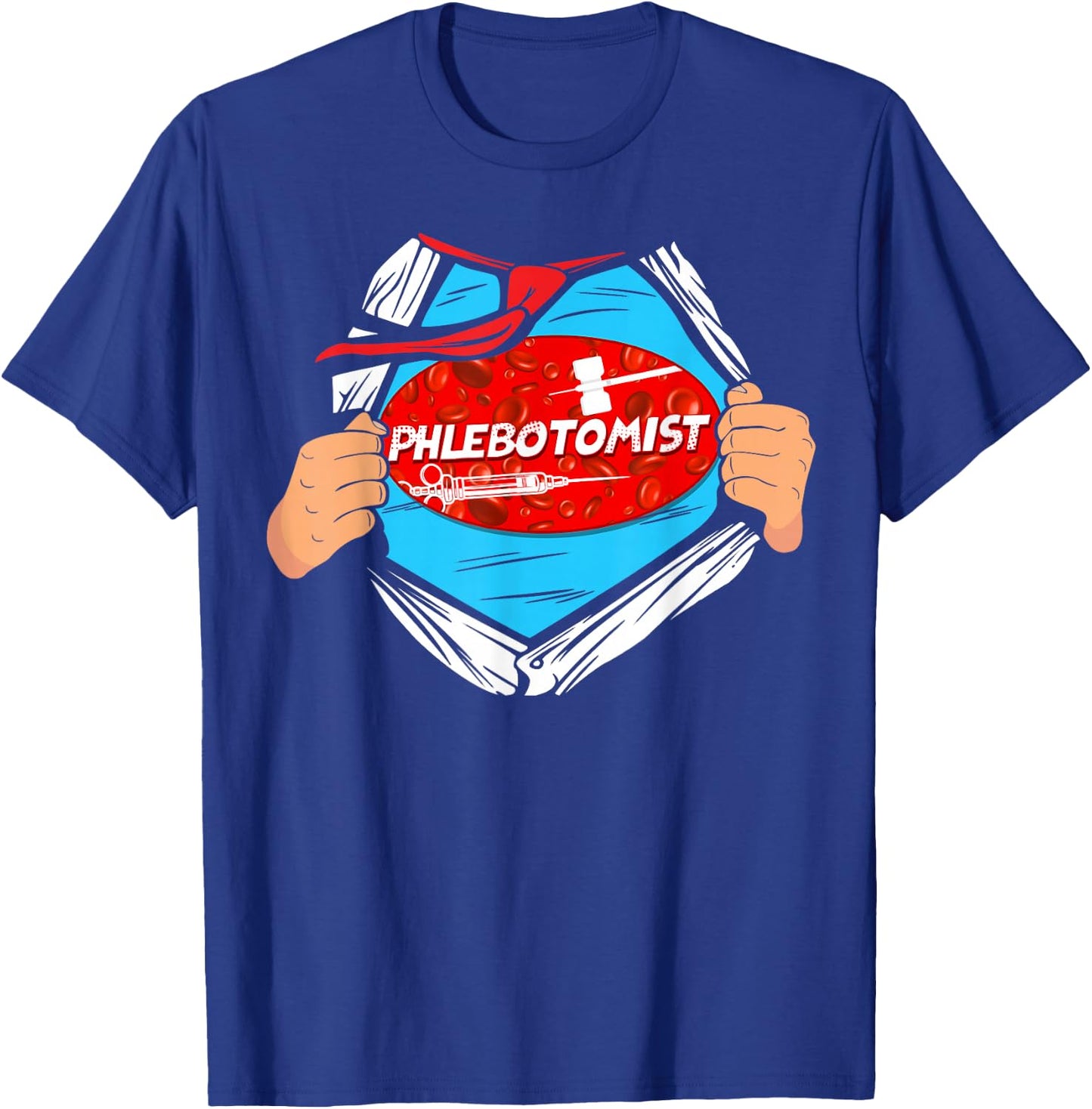 Phlebotomist Tech Technician Superhero T-Shirt - T-Shirt | Royal