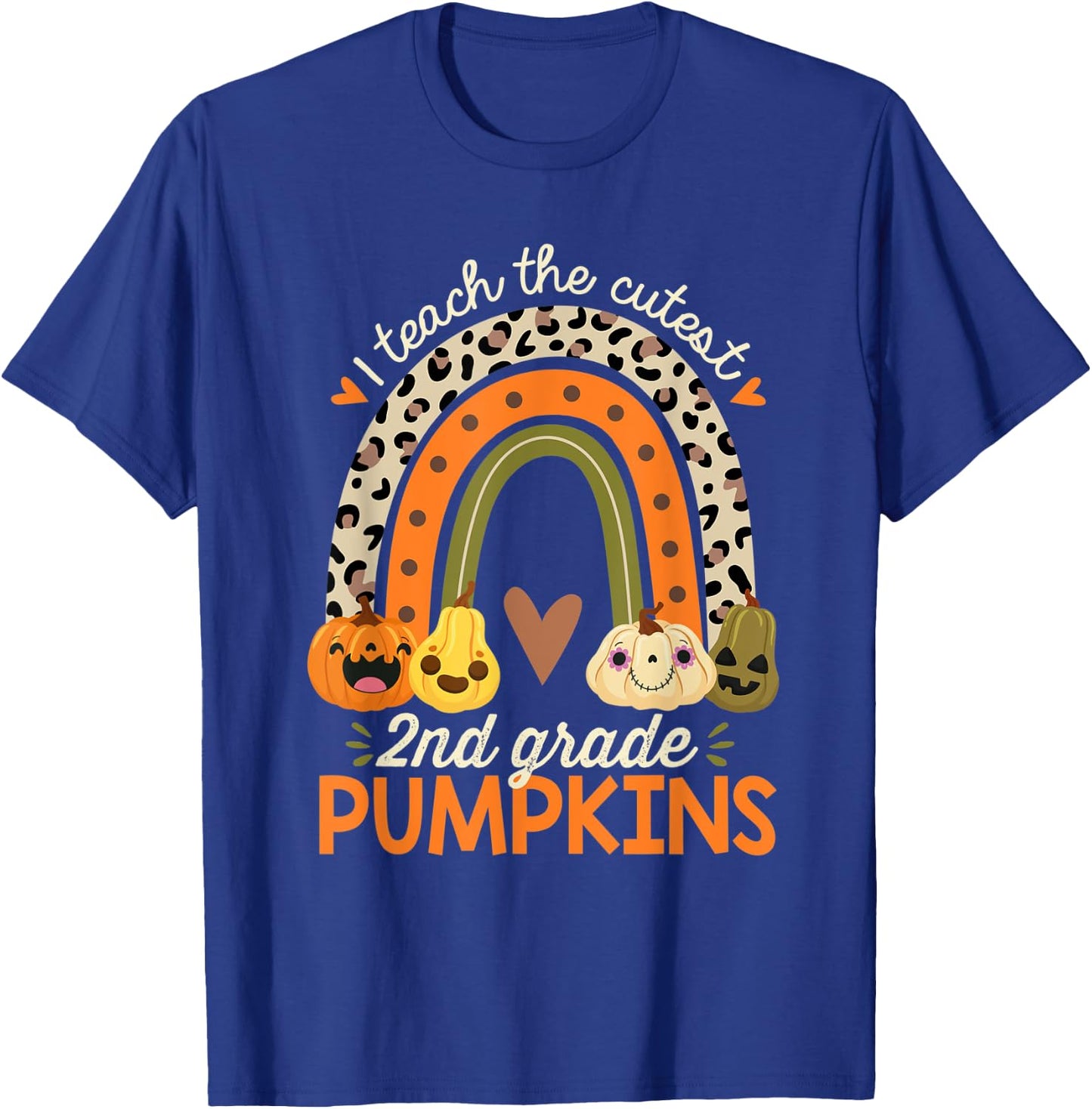 I Teach the Cutest 2nd Grade Pumpkins Halloween Teacher Fall T-Shirt - T-Shirt | Royal