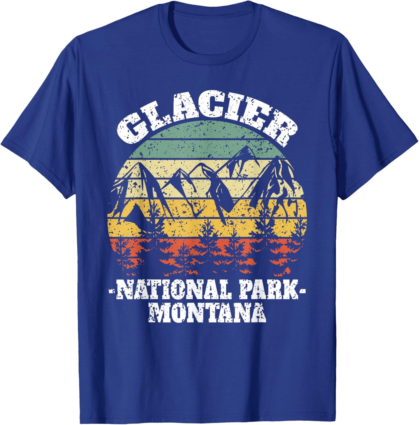 Glacier National Park Montana Retro Vintage T-Shirt - T-Shirt | Royal