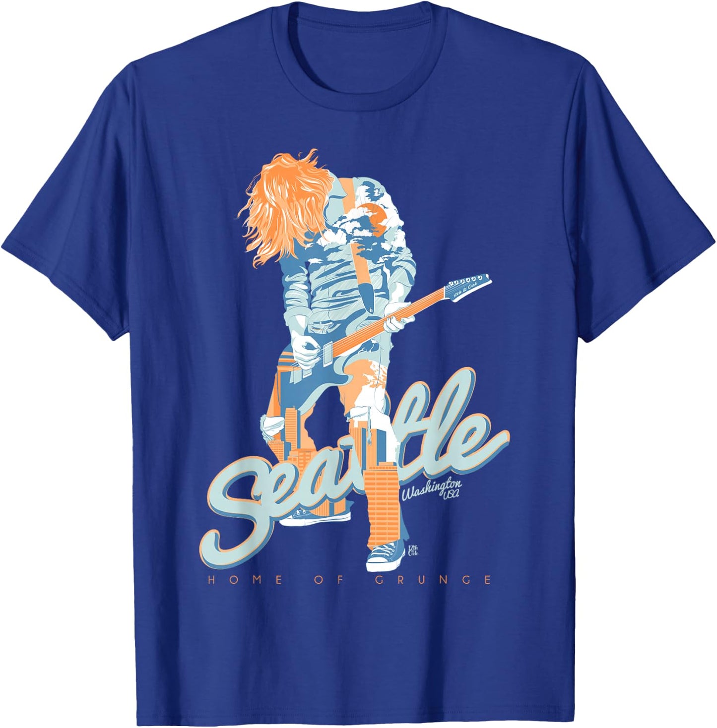 90's Seattle City Grunge Music & Travel T-Shirt - T-Shirt | Royal