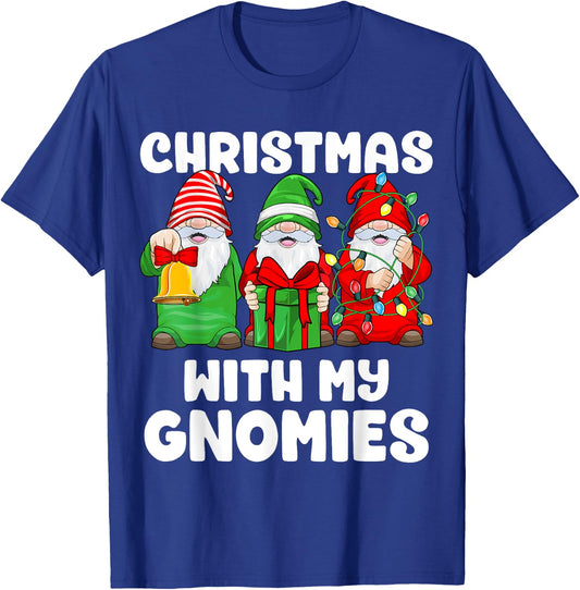 Christmas With My Gnomies Santa Gnome Funny Family Xmas Kids T-Shirt - T-Shirt | Royal