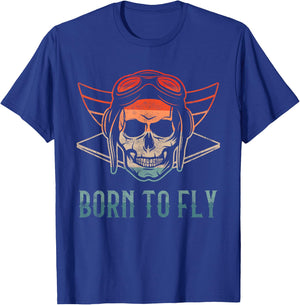 Born o Fly Aeroplane Aviation Design Airport Pilots T-Shirt - T-Shirt | Royal