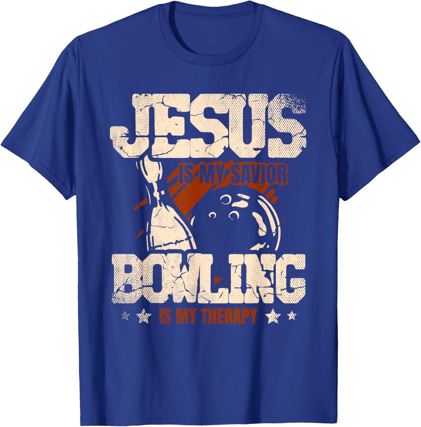 Jesus Is My Savior Bowling Is My Therapy bowler Bowling T-Shirt - T-Shirt | Royal