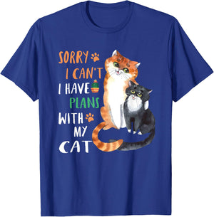 Funny Cat Lover Sorry I can't I have plans with my Cat T-Shirt - T-Shirt | Royal