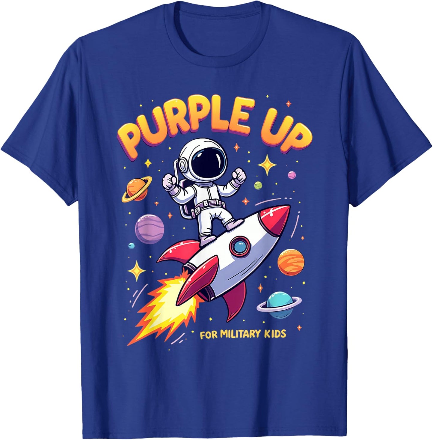 Purple Up For Space Astronaut Military Kids Military Child T-Shirt - T-Shirt | Royal