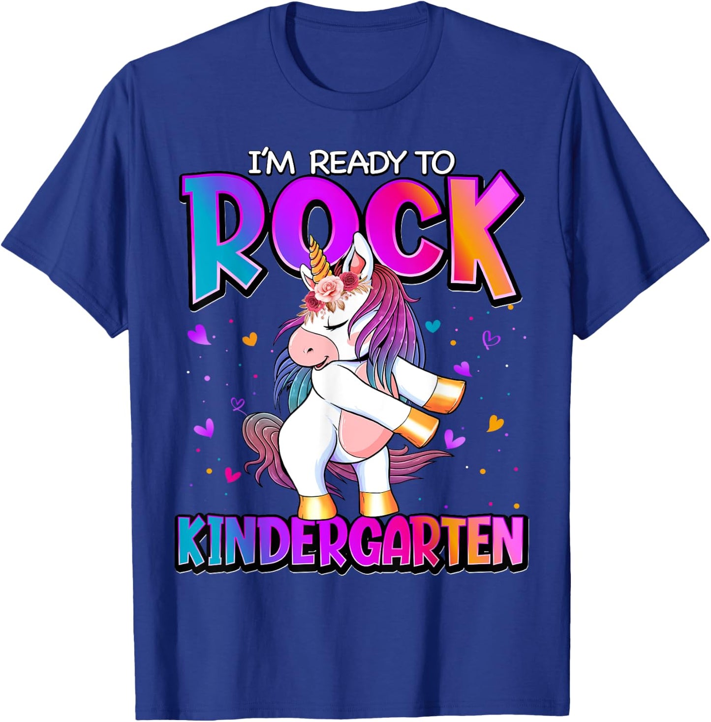I'm Ready To Rock Kindergarten Unicorn Back To School Girls T-Shirt - T-Shirt | Royal