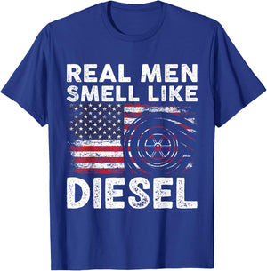 Funny Diesel Mechanic Gift | Real Men Smell Like Diesel T-Shirt - T-Shirt | Royal