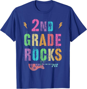 2nd GRADE ROCKS Teacher SECOND Grader Rockstar Team Vintage T-Shirt - T-Shirt | Royal
