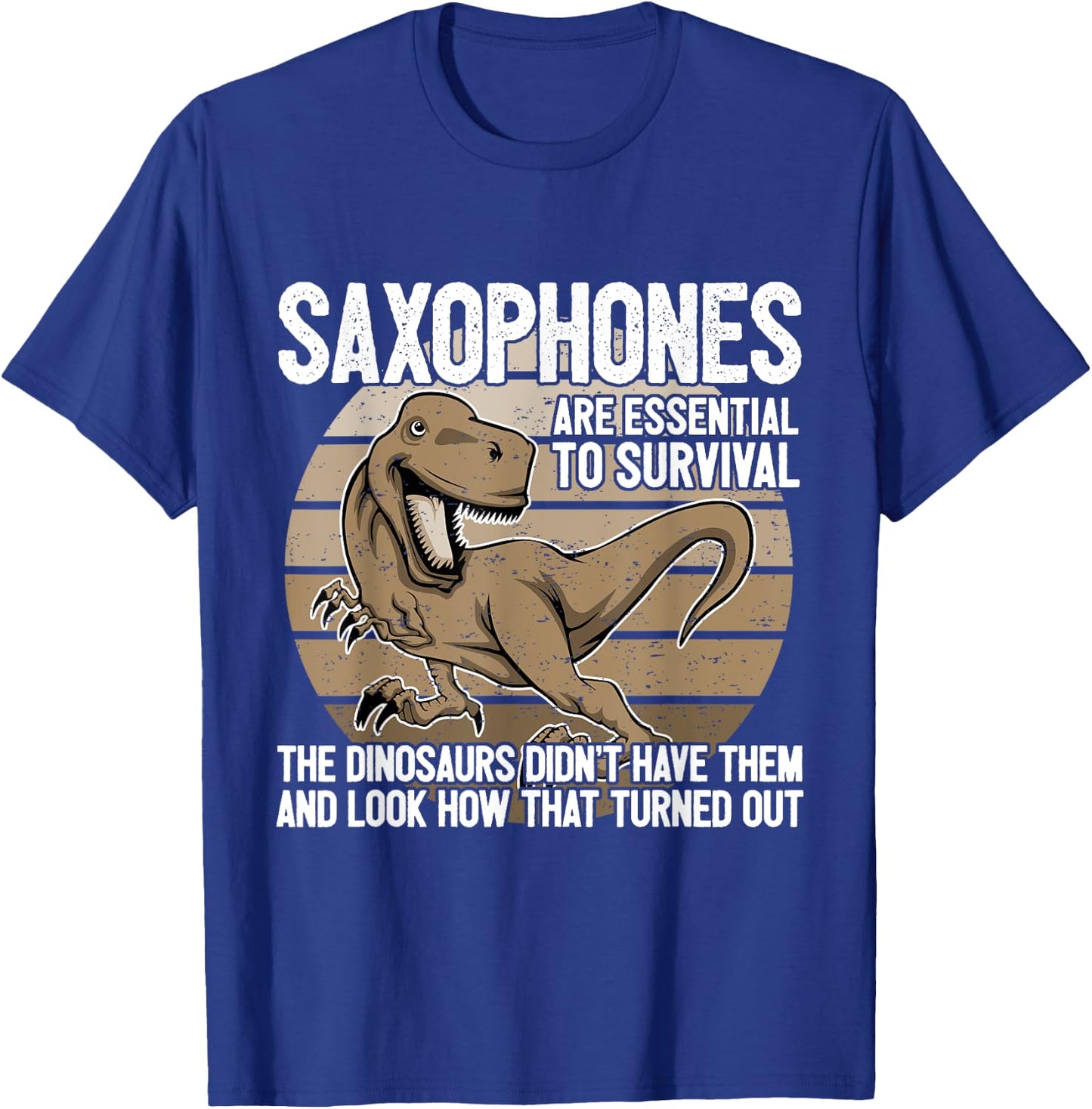Saxophonist Saxist Sax Dinosaurs Saxophone T-Shirt - T-Shirt | Royal