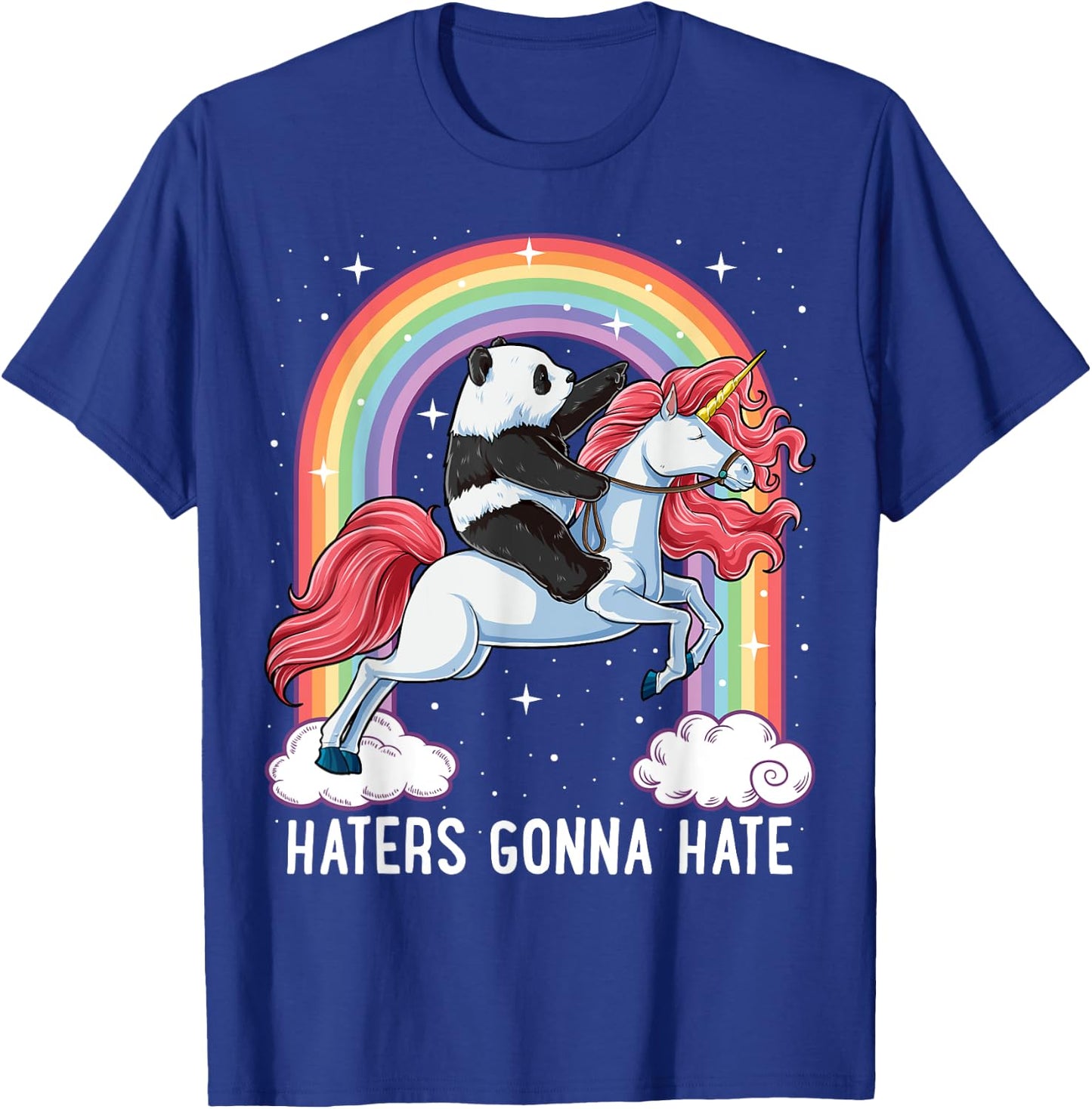 Panda Riding Unicorn Funny Haters Gonna Hate Pandicorn Girls T-Shirt - T-Shirt | Royal