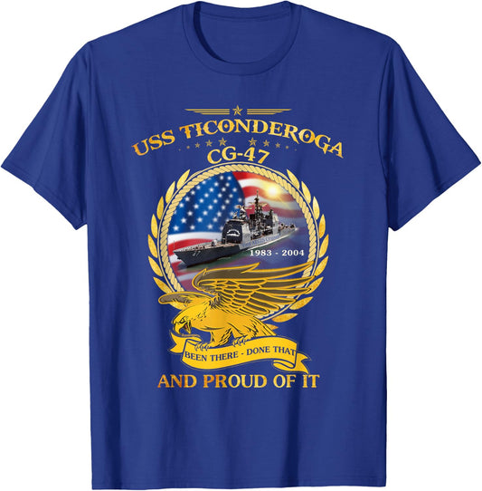 USS Ticonderoga (CG-47) 1983 - 2004 T-Shirt - T-Shirt | Royal