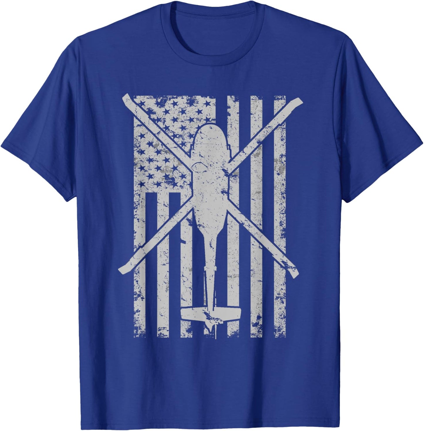 UH-60 Black Hawk Military Helicopter Patriotic Flag T-Shirt - T-Shirt | Royal