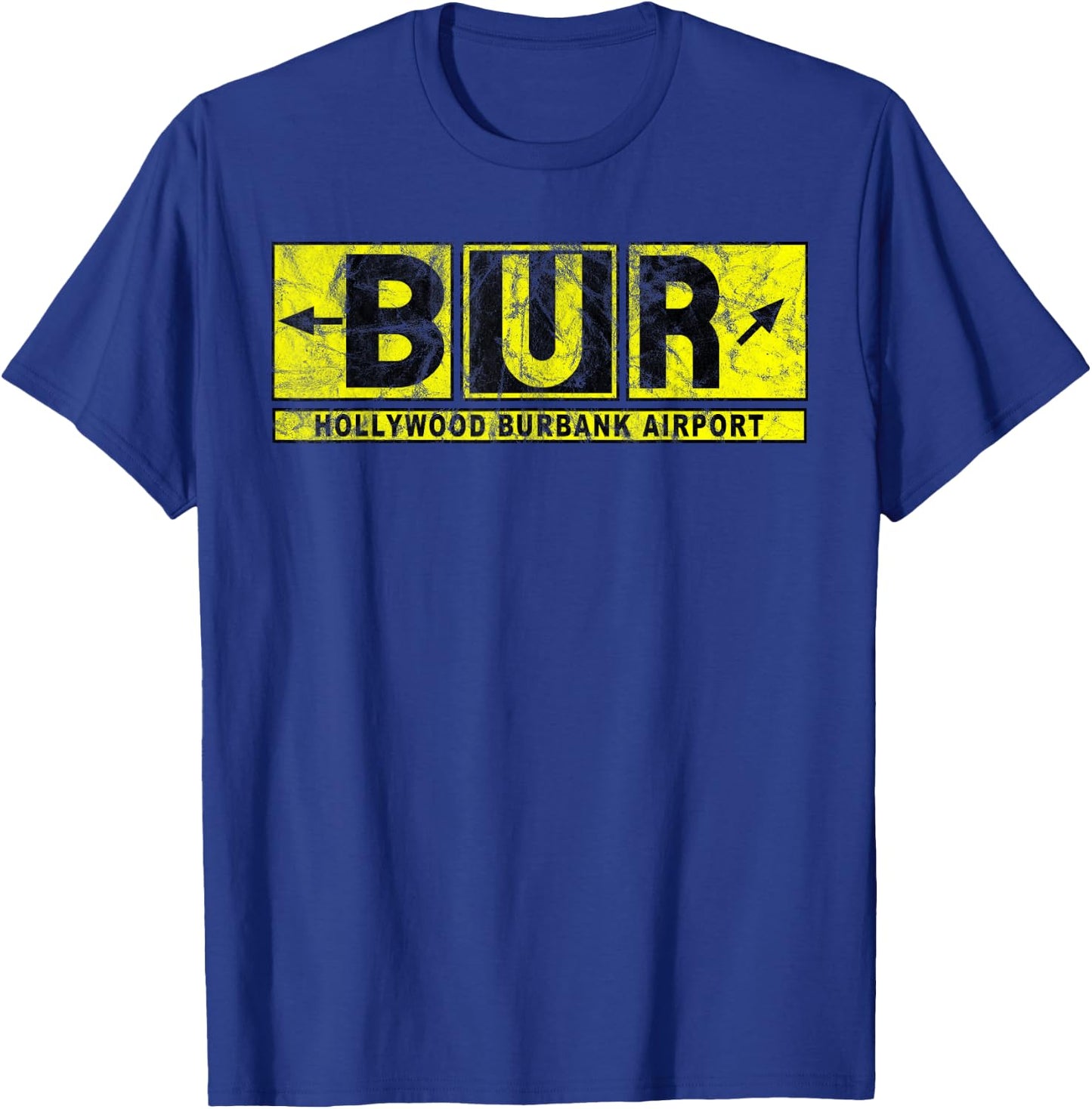 BUR Hollywood Burbank Airport Taxiway Sign Pilot Vintage T-Shirt - T-Shirt | Royal