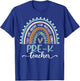 Pre-K Teacher Leopard Boho Rainbow Back to School T-Shirt - T-Shirt | Royal