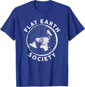 Flat Earth Society T Shirt Conspiracy Theory Earther Gift T-Shirt - T-Shirt | Royal