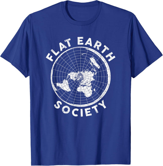 Flat Earth Society T Shirt Conspiracy Theory Earther Gift T-Shirt - T-Shirt | Royal
