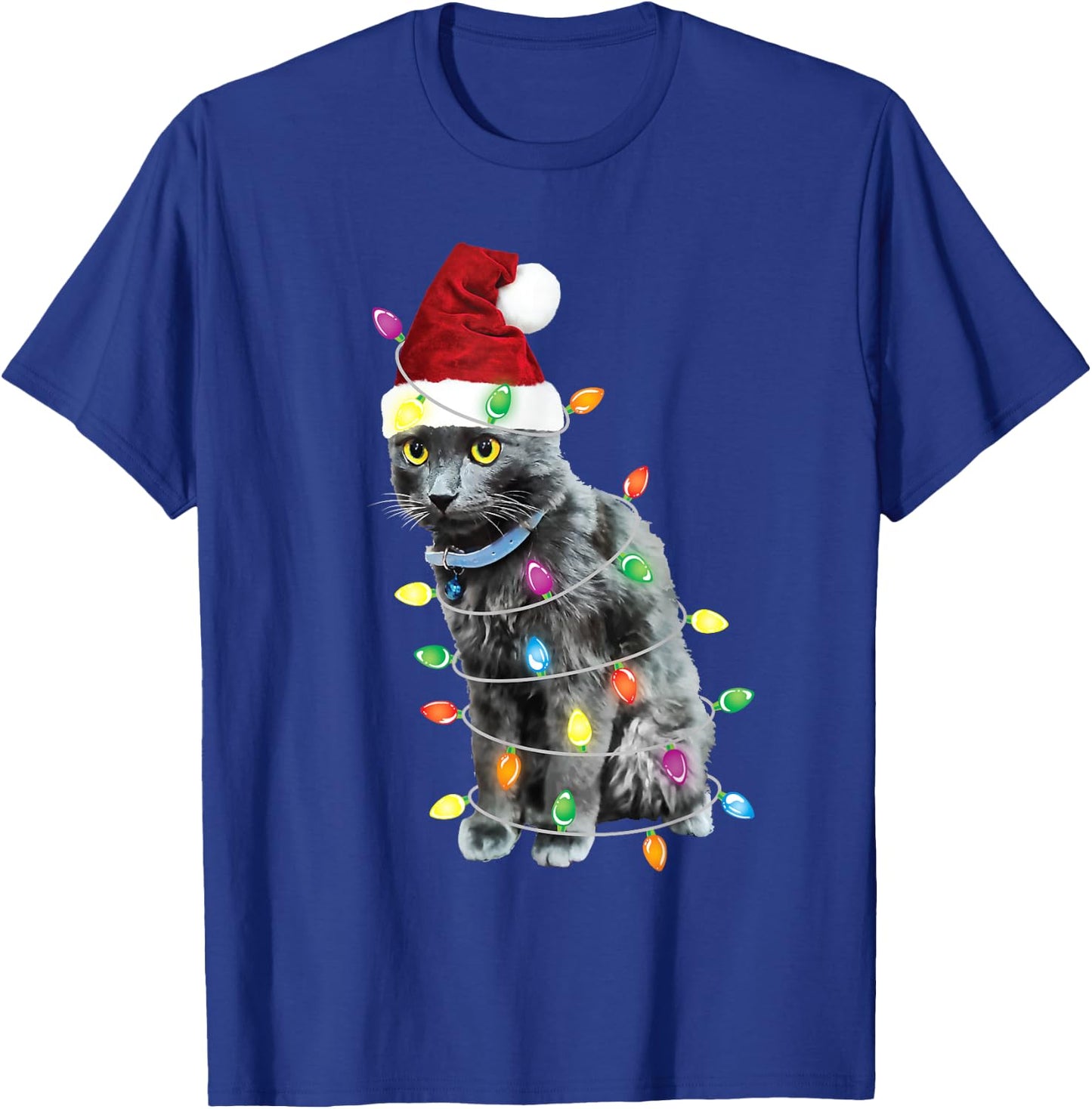 Black Cat Christmas Shirt Funny Christmas Tree T-Shirt - T-Shirt | Royal