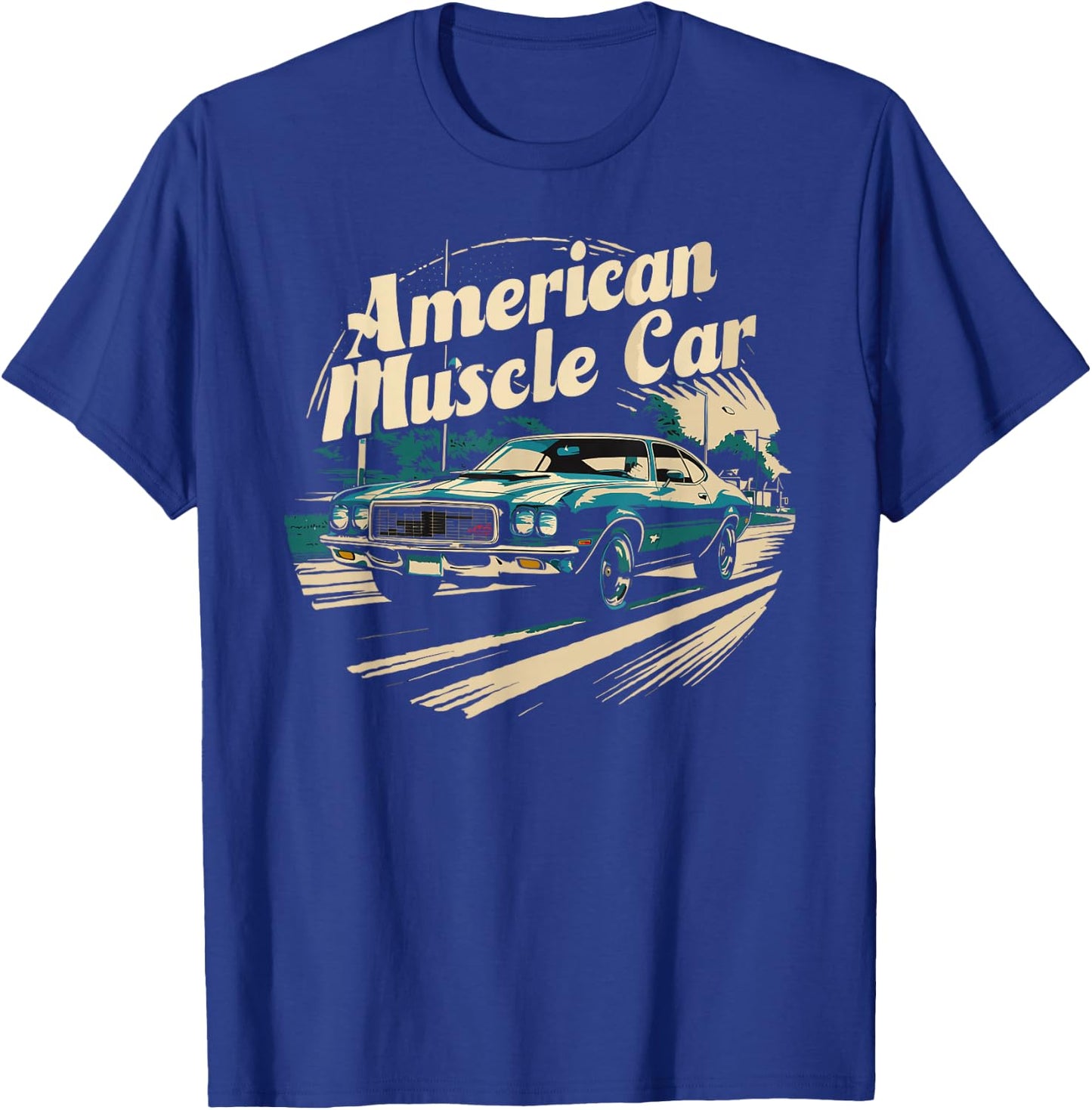 Muscle Car American Vintage Classic Funny Car Graphic T-Shirt - T-Shirt | Royal