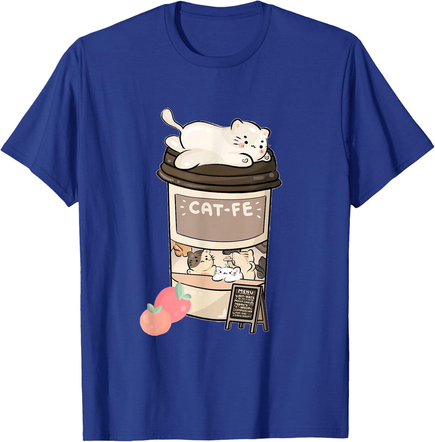 Cute Cat Cafe, Kawaii Cat Coffee, Anime Neko Kitty, Cat Puns T-Shirt - T-Shirt | Royal