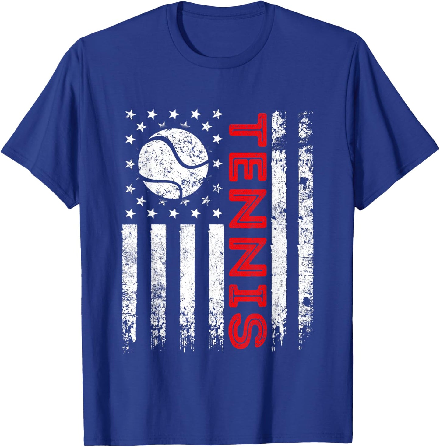 Distressed American Flag Tennis Patriotic 4th Of July T-Shirt - T-Shirt | Royal