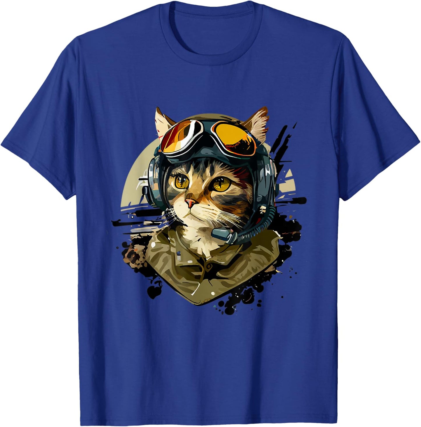 Cat Pilot Colorful Cat Kitty Art T-Shirt - T-Shirt | Royal