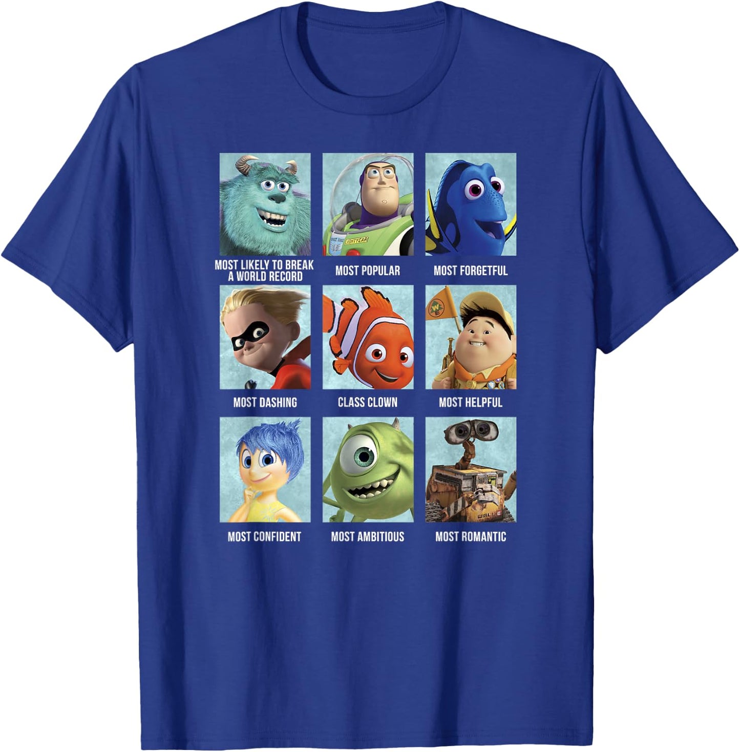 Disney Pixar Collection Character Yearbook Box Ups T-Shirt - T-Shirt | Royal