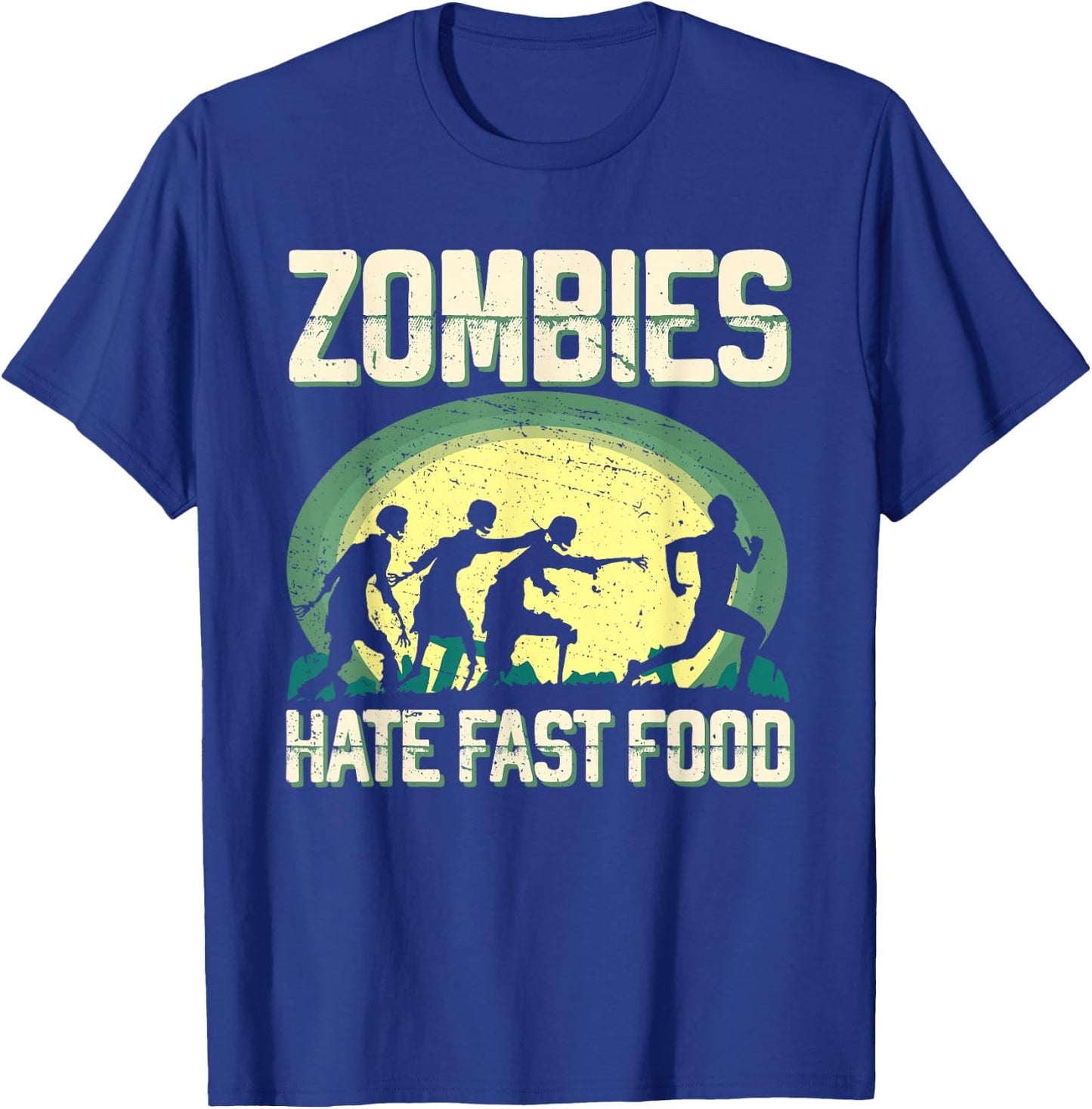 Zombie Hate Fast Food Runner Marathon Apparel T-Shirt - T-Shirt | Royal
