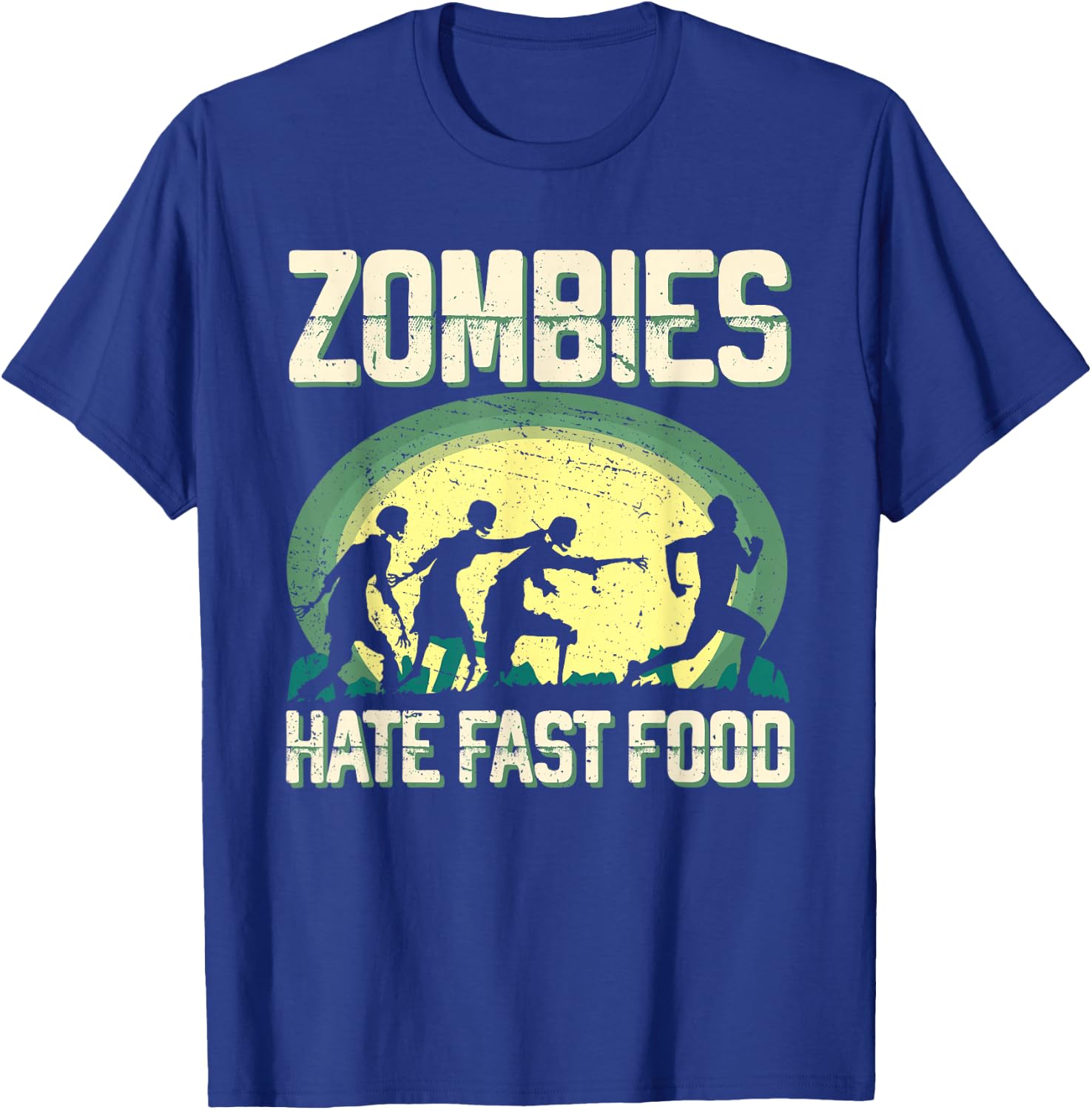 Zombie Hate Fast Food Runner Marathon Apparel T-Shirt - T-Shirt | Royal