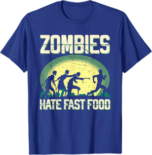 Zombie Hate Fast Food Runner Marathon Apparel T-Shirt - T-Shirt | Royal