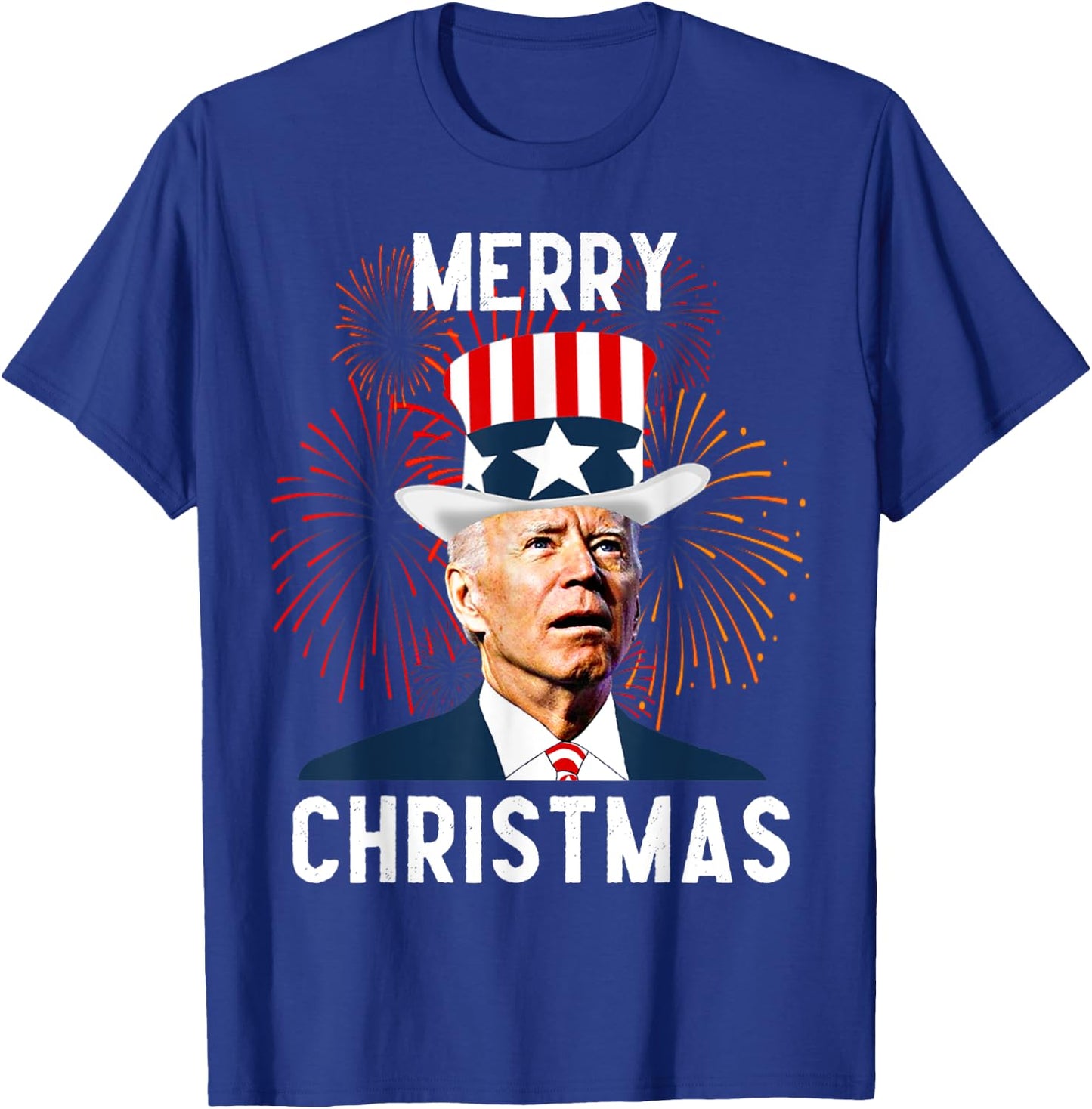 Funny Joe Biden Merry Christmas For Fourth Of July T-Shirt - T-Shirt | Royal