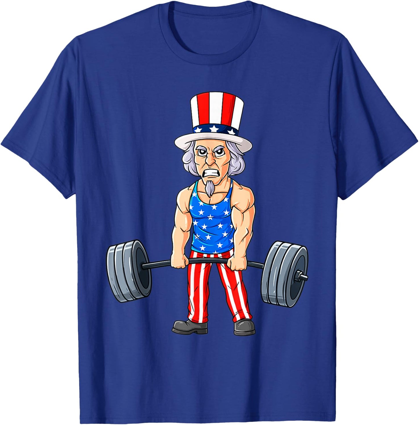 4th Of July Uncle Sam Weightlifting Funny Deadlift Fitness T-Shirt - T-Shirt | Royal