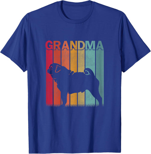 Distressed Pug Dog Graphic Retro Mother's Day Grandma